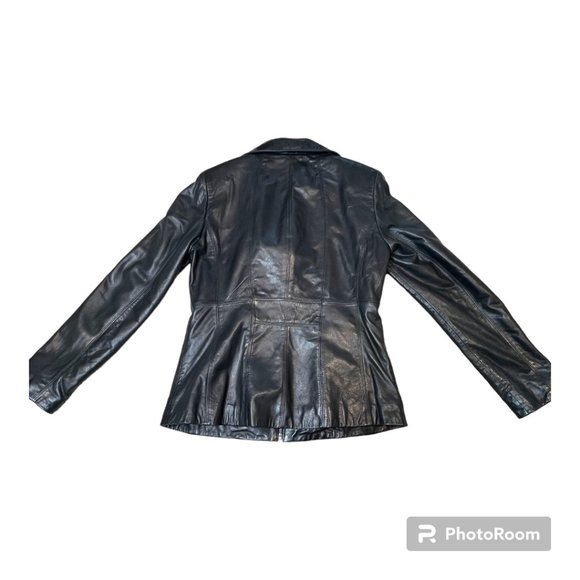Cole Haan 100% Lambskin Black Leather Jacket - EUC, Size Medium - Picture 6 of 7